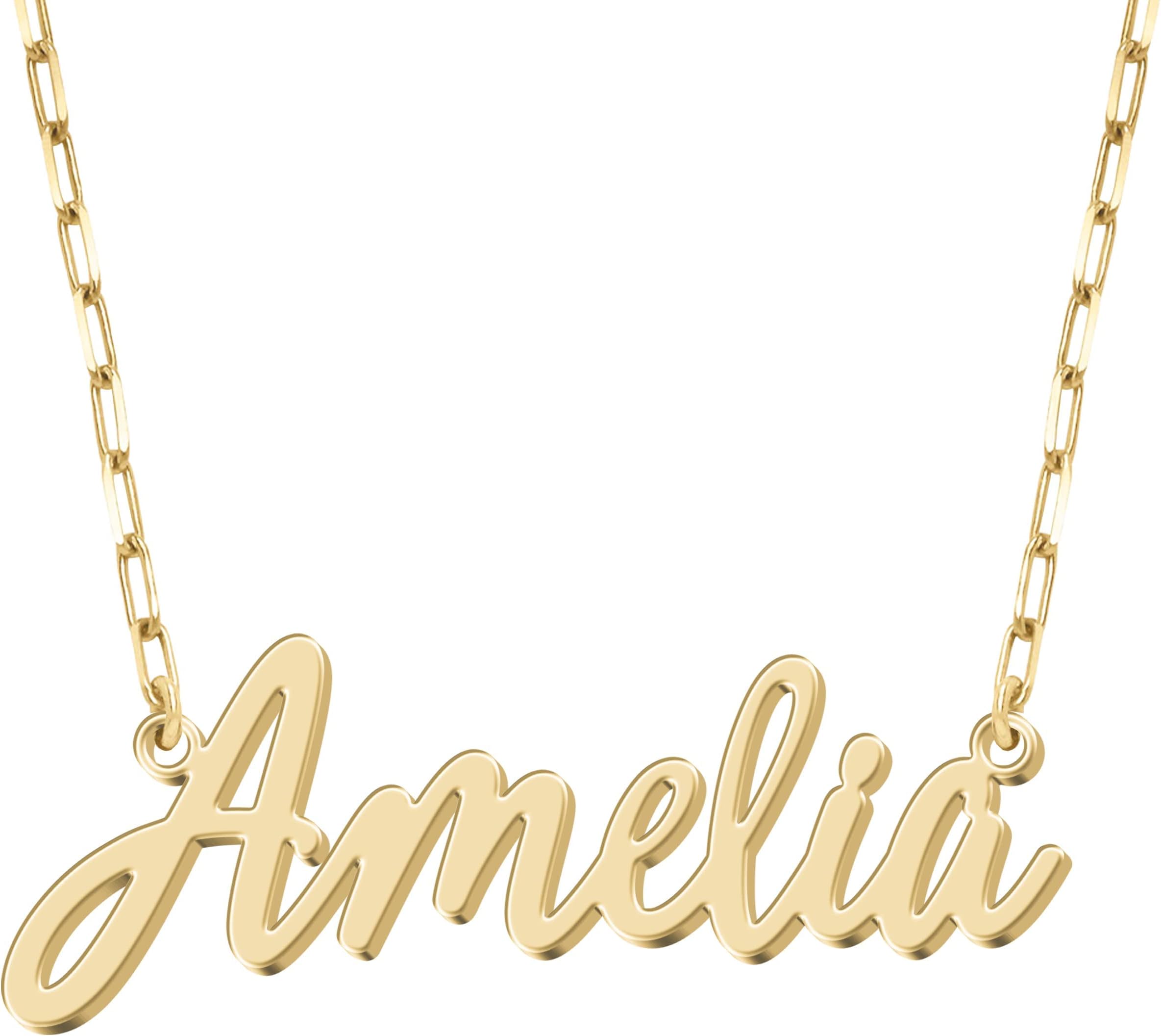 Personalised Sterling Silver Name Necklace Custom Gold Name Jewellery Customised Dainty Pendant Birthday Gift Ideas for Women Girl Teenage