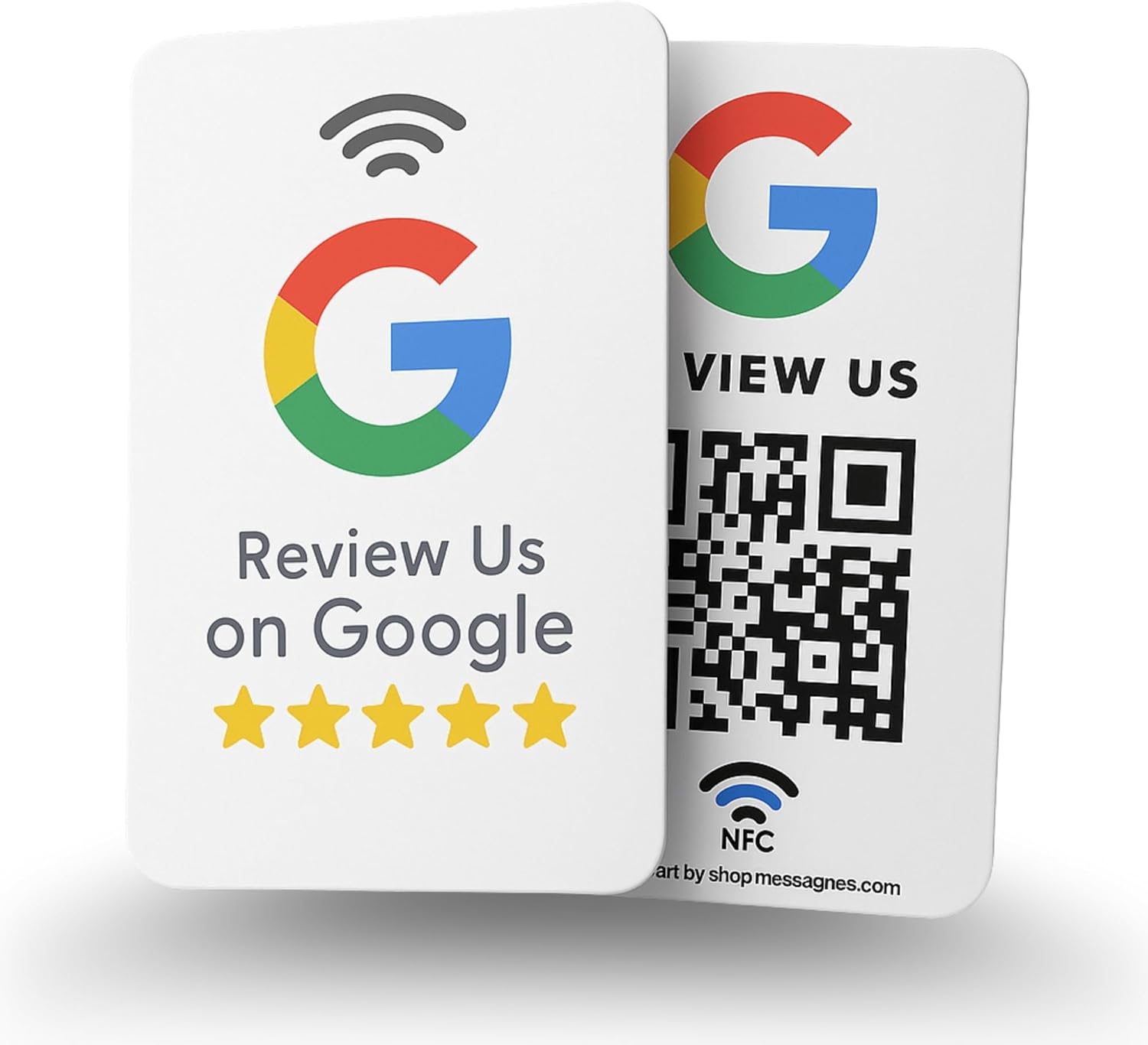 Google Review Tap Card - QR & NFC - Reusable Google QR Code and NFC Review Card - iPhone & Android - Boost Google Business Reviews - Set Up at Home - 1 Google Review Card | Powered by MESSAGENES