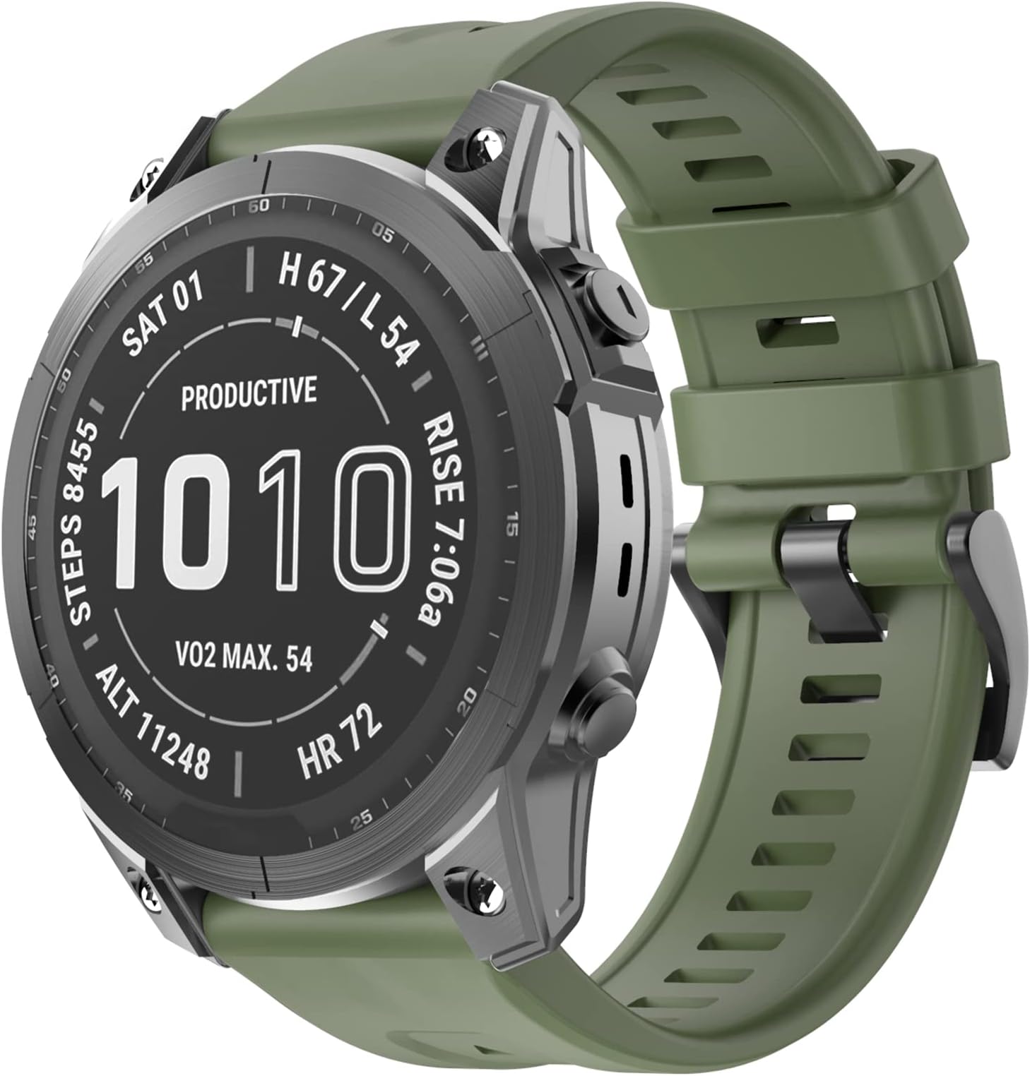 OVERSTEP Compatible with Fenix 7X Band, 26mm Width Soft Silicone Watch Strap for Garmin Fenix 5X/Fenix 5X Plus/Fenix 6X/Fenix 6X Pro Smartwatch (Military Green)
