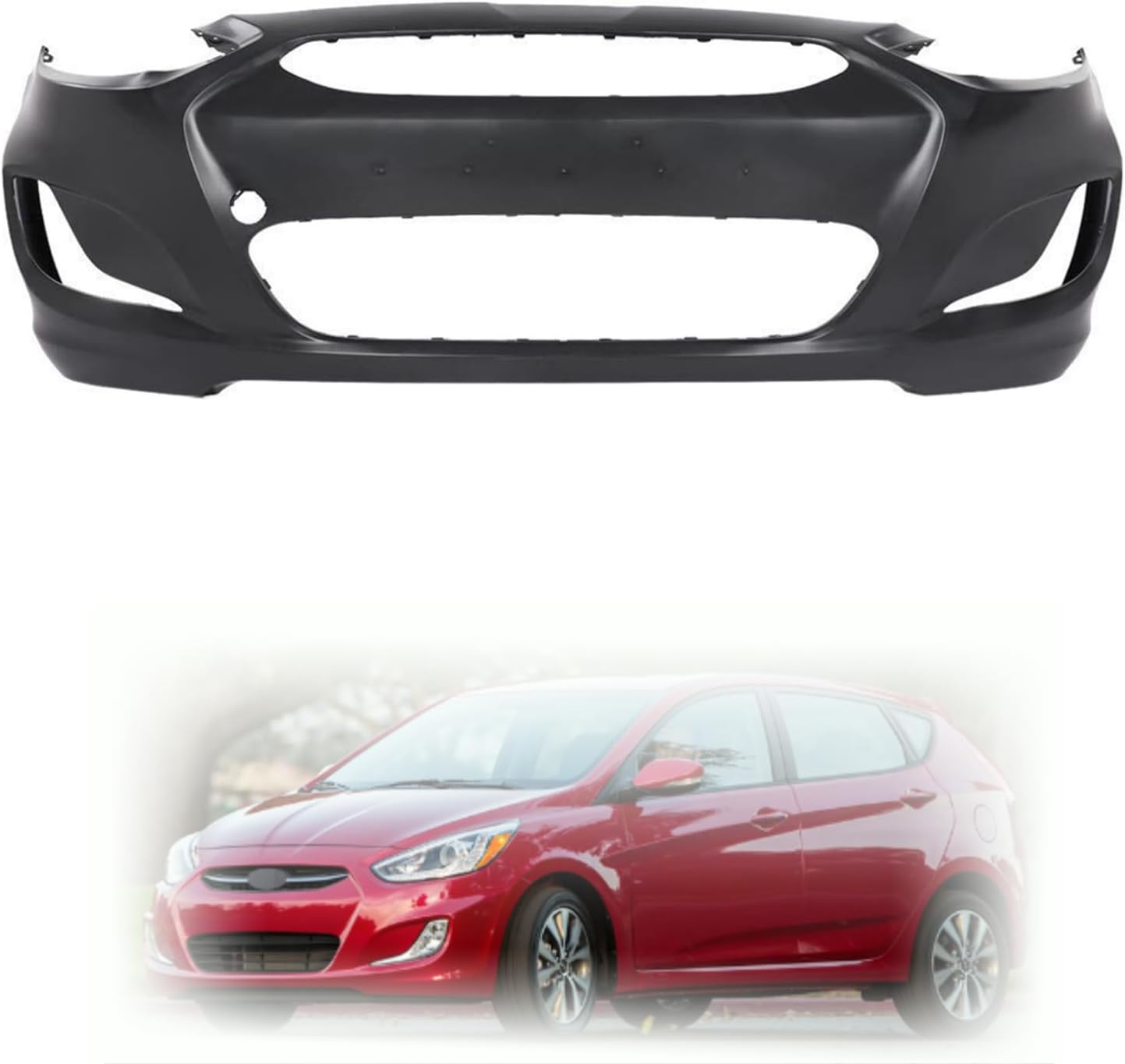 LOSTAR Front Bumper Cover Grille Set Fit for 2014-2017 Hyundai Accent Sedan and Hatchback, 1PCS Bumper Cover HY1000201