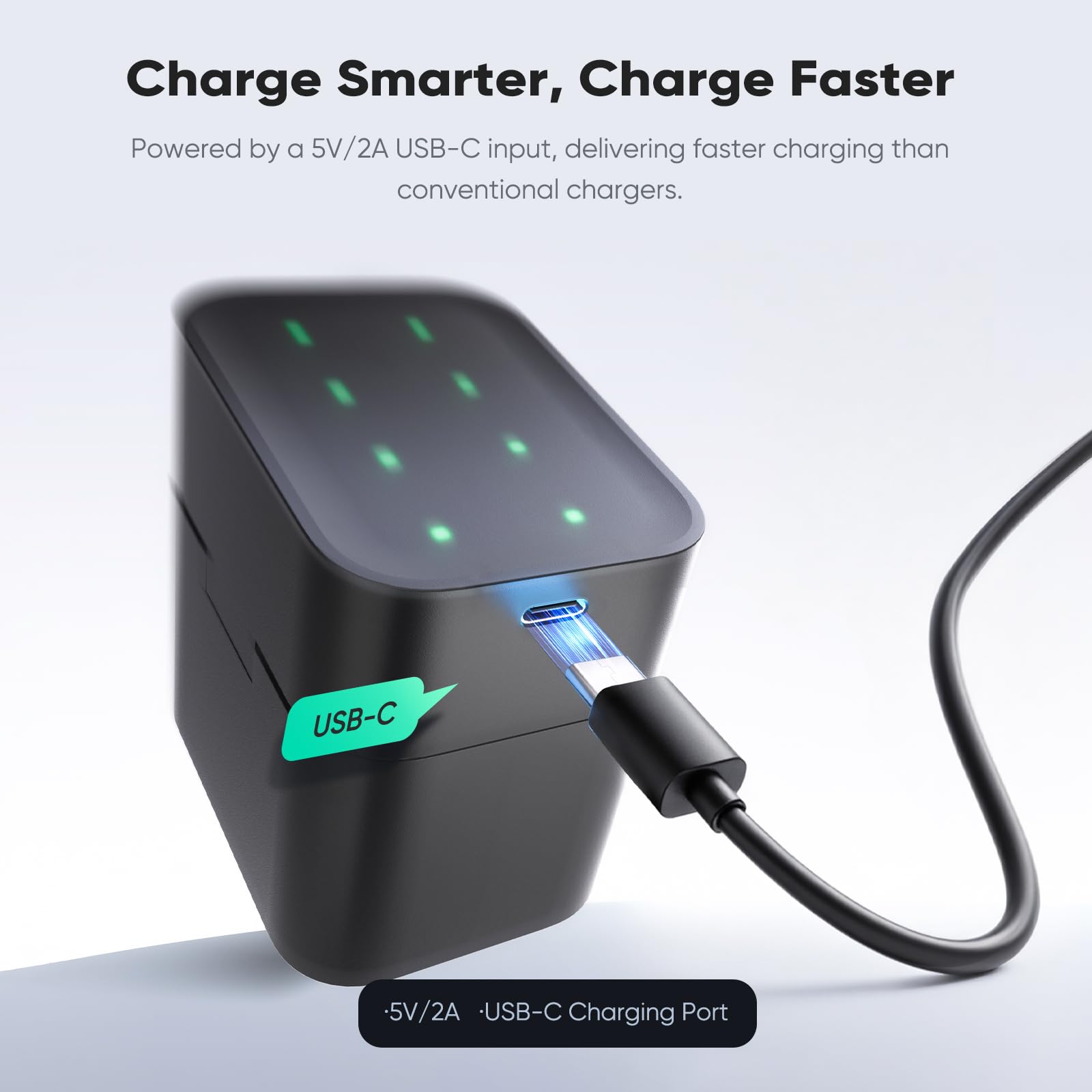 PHOTOOLEX Batterie AAA ricaricabili al litio 16 pezzi con caricatore a 8 slot, 1300 mWh ad alta capacità 1,5 V, batteria agli ioni di litio, 1600 cicli AAA con caricatore rapido