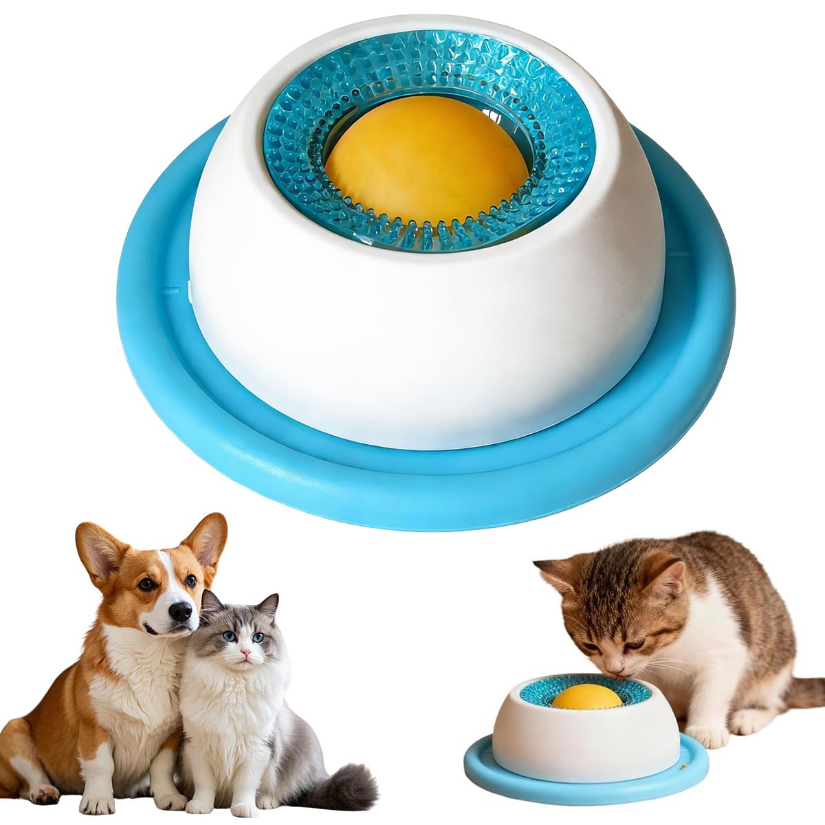 Dog & Cat Lick Bowl Slow Feeder Toy - Anti-Slip Pet Licking Bowl for Dogs Cats, Slow Feeder Dog Bowl Interactive Slow Feeder Lick Toy for Dogs Calming & Anxieties Relief