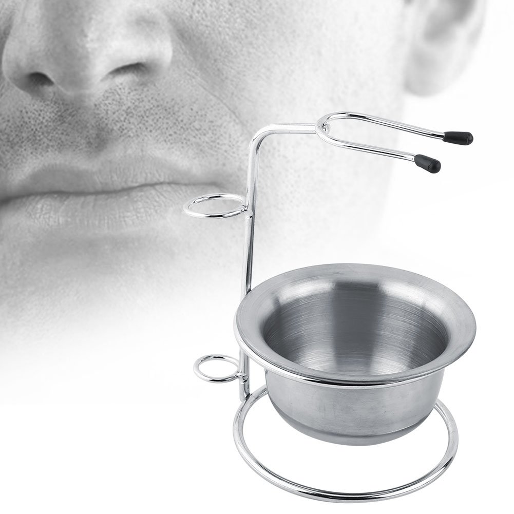 Supporto per set da barba 2 in 1, Set da Barba Uomo 2 in 1, Kit di strumenti per la rasatura da uomo, supporto per pennello da barba in acciaio inossidabile e ciotola per tazza di sapone