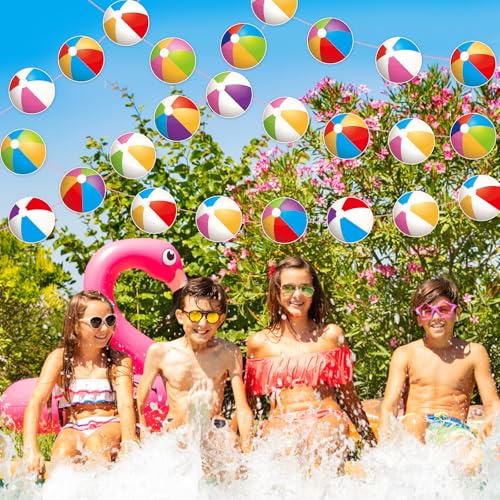 Image of 48Pcs Beach Ball Cutouts Summer Bulletin Board Decorations Colorful Beach Ball Paper Cut-Outs Pool Balls Theme Party Cutouts for Summer Party Home Office School Classroom Decor