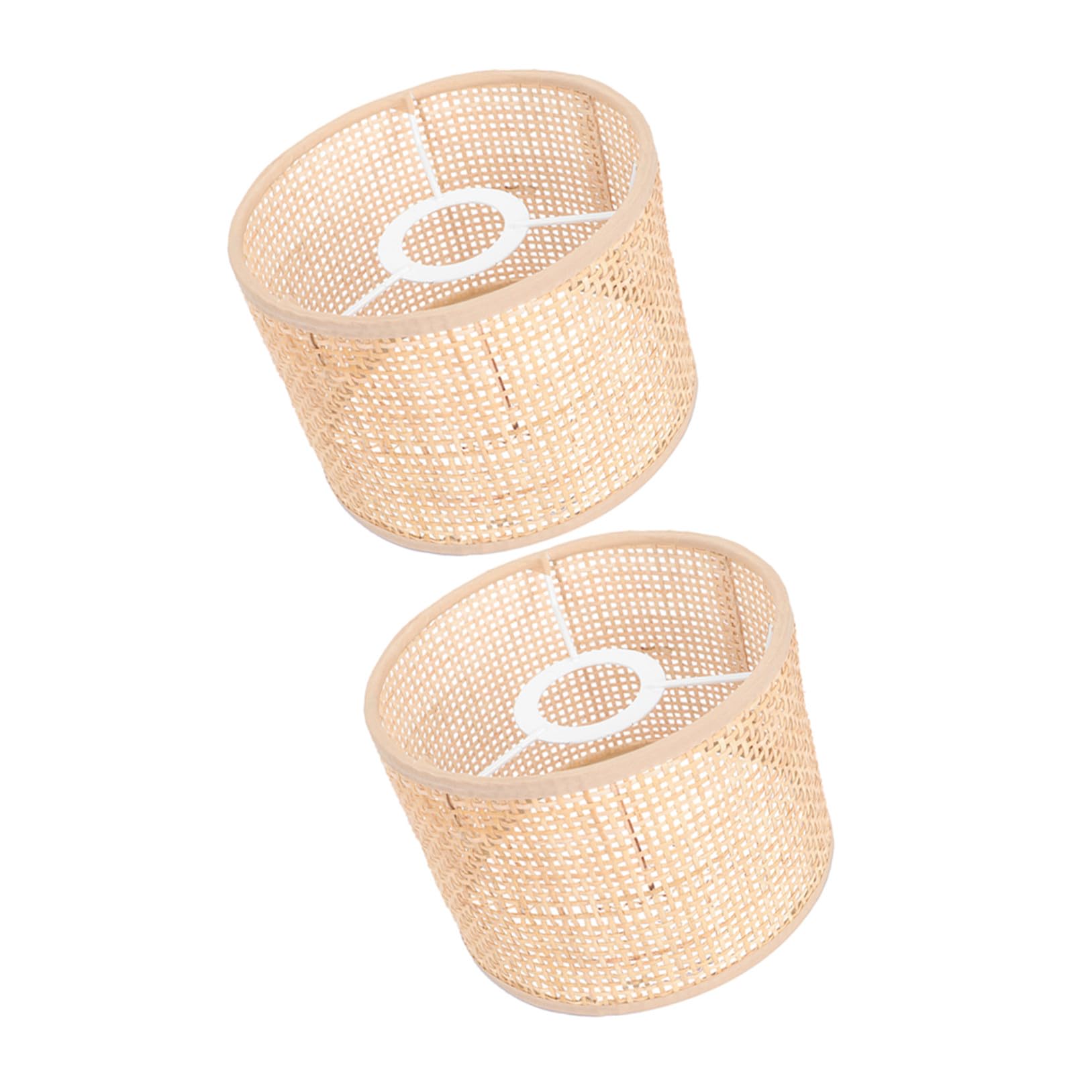HOLIDYOYO Decorative Woven Lamp Shade 2Pcs Rattan Mesh Covers for Pendant Lights and Hallway Ceiling Fixtures