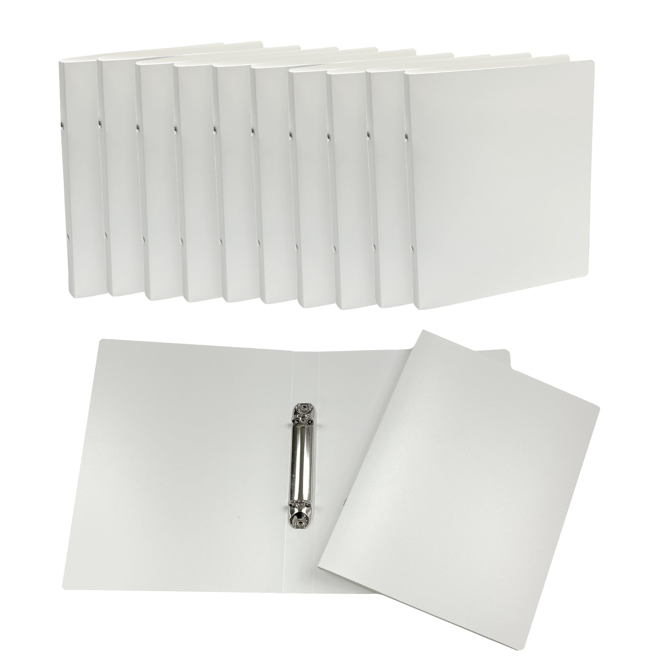 Pack of 12 Janrax A5 White PP Ring Binders – 25mm Spine, 2 O-Ring Mechanism, 700 Micron Durable Cover