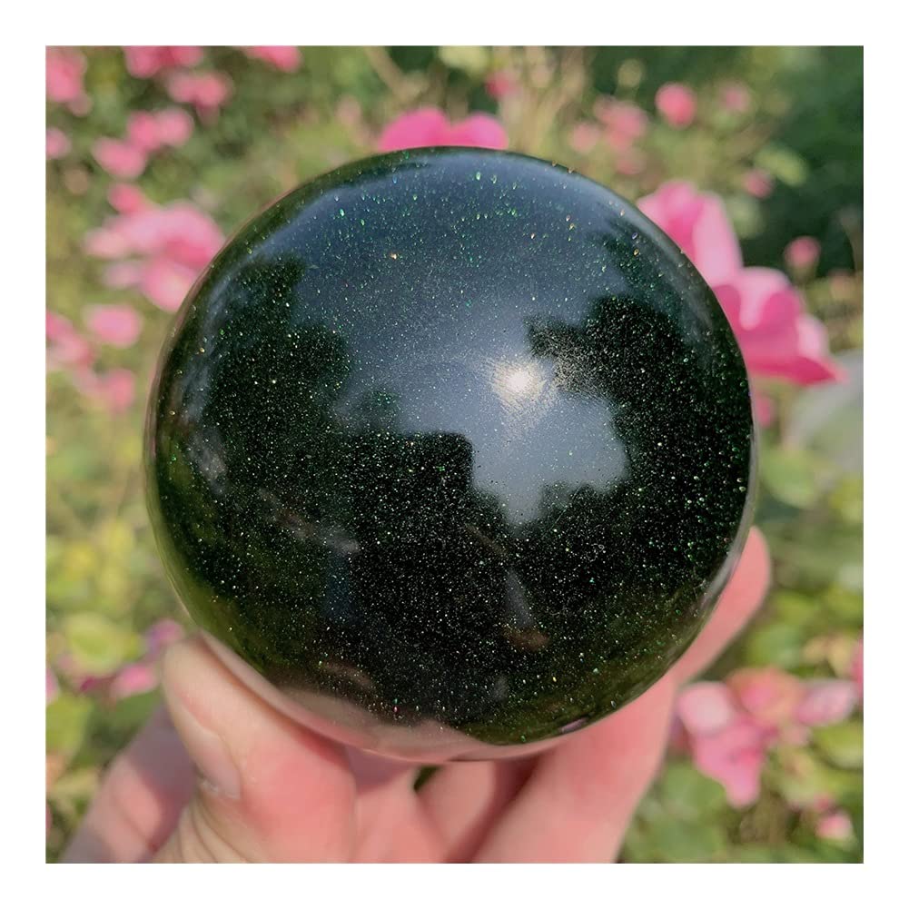 1pc natürliche Kristalle Quarz grün Sand Kugel Ball Reiki Steine ​​Zimmer Home Office Aquarium Dekoration Zubehör Edelstein (Size : 6-6.5cm)