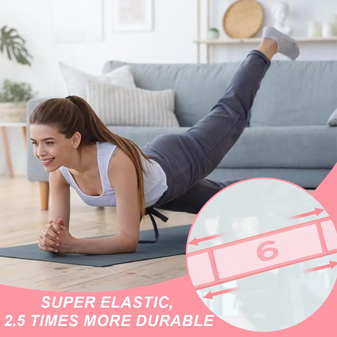 1 Pcs Elastico Fasce di Resistenza, Elastici Fitness Yoga Stretching Band con 10 Loops, Elastico Numerato Ginnastica Ritmica, Yoga Stretching Band,Fasce Elastiche Fitness per Yoga Pilates(Rosa)