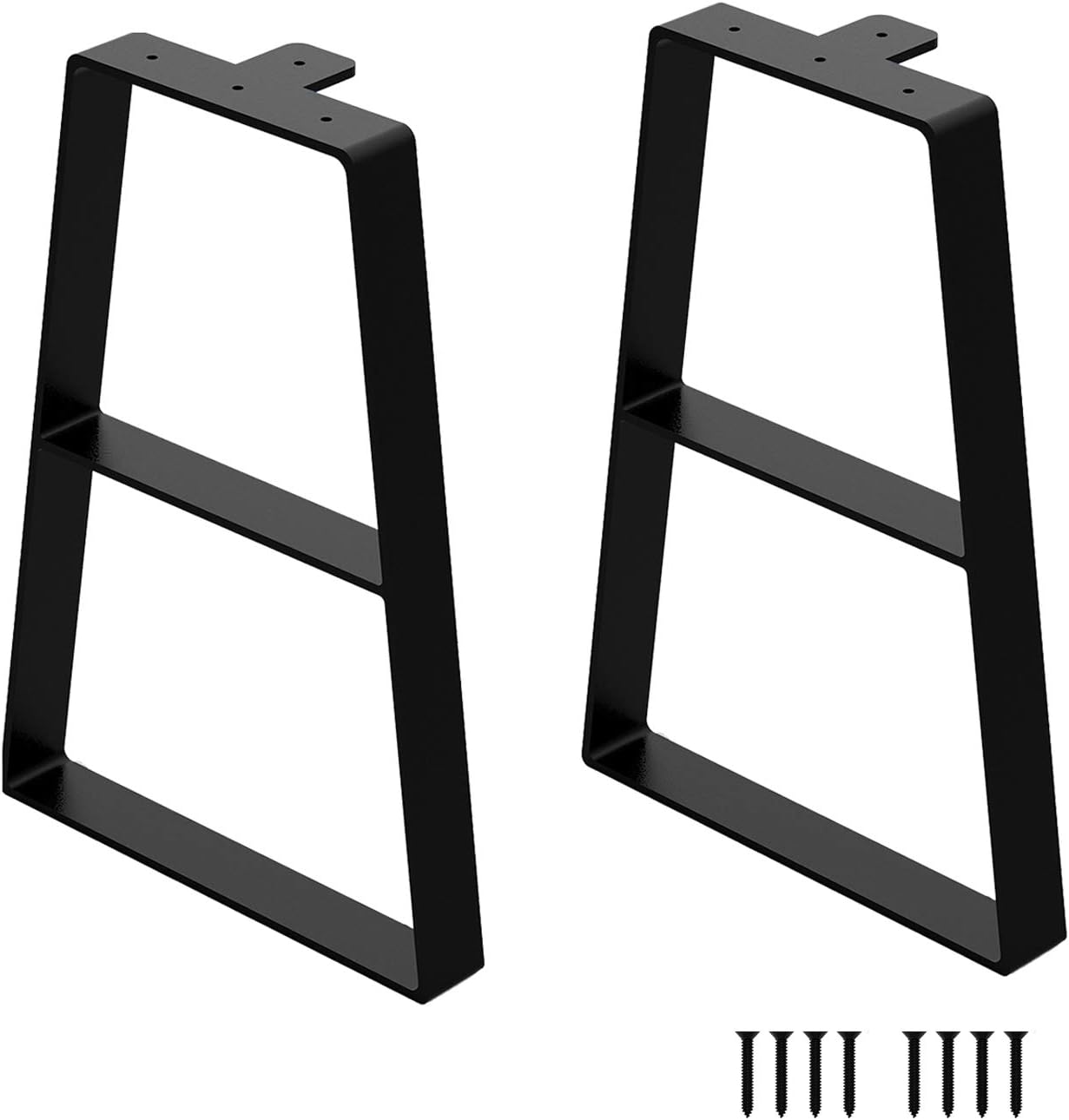 VitaPoria 16Inch Black Metal Bench Legs (2Pcs) Trapezoid Table Legs