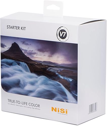 NiSi V7 Kit de iniciación  Soporte de filtro cuadrado de 3.937 in, anillo de 3.228 in con CPL de color verdadero, 3 anillos adaptadores, incluye