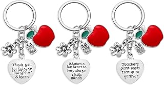 3PCs Teacher Appreciation Gift for Women Teacher Keychain Set, Thank You Gifts for Teachers Jewelry Gift for Teachers, Birthday Gift for Teacher Gifts From Students, Silver, General