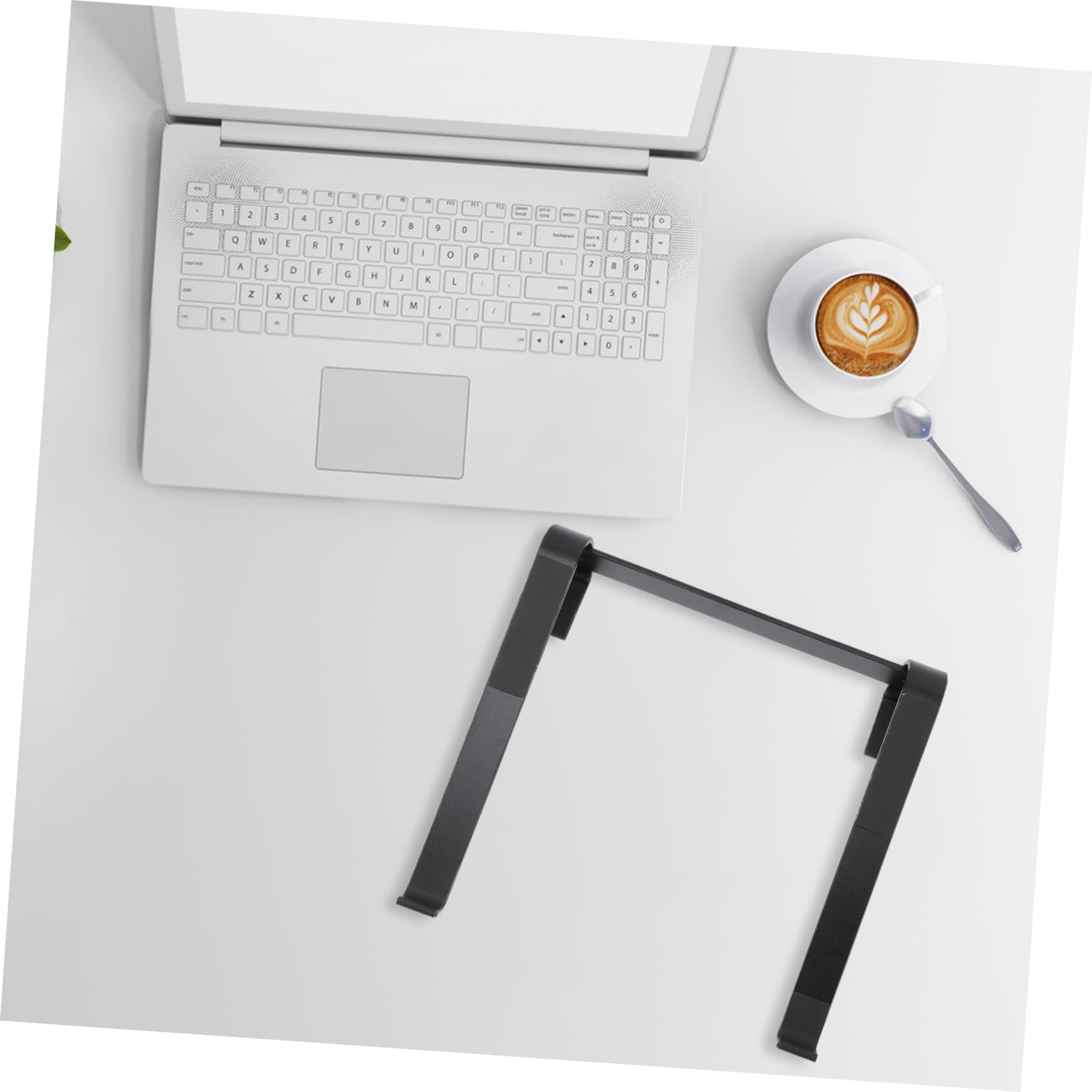 LALAFINA Supporto Laptop da Scrivania in Lega di Alluminio Nero | Design Verticale per Gaming Laptop e Notebook, Supporto Stabile Struttura a Punti, Base Rinforzata