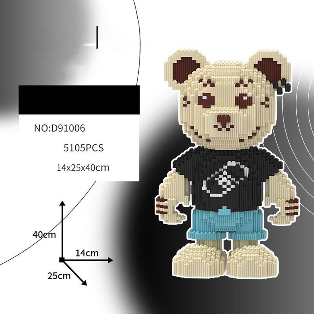 5105-Piece Micro Block Animal Bear Building Kit - Cute Plush-Style Bear with Streetwear Outfit, Small (4 cm x 5 cm x 3 cm) - Image 2
