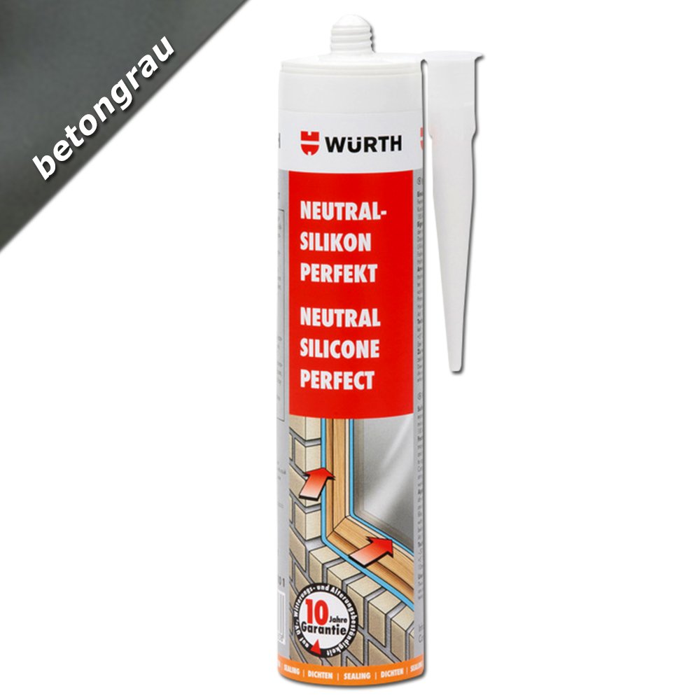 Würth Silicone Concrete Grey Neutral-Perfect 310 ml Cartridge Window Glazing, gray