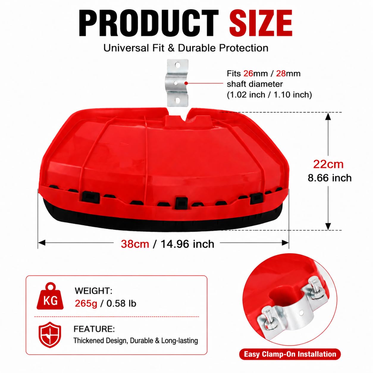 Pare-Débris Débroussailleuse pour Makita EM3400 2014–2026,Protection Large Collier Métal Déflecteur d’Herbe Et Pierres Coupe-Bordures,Large Wide Coverage Debris Shield