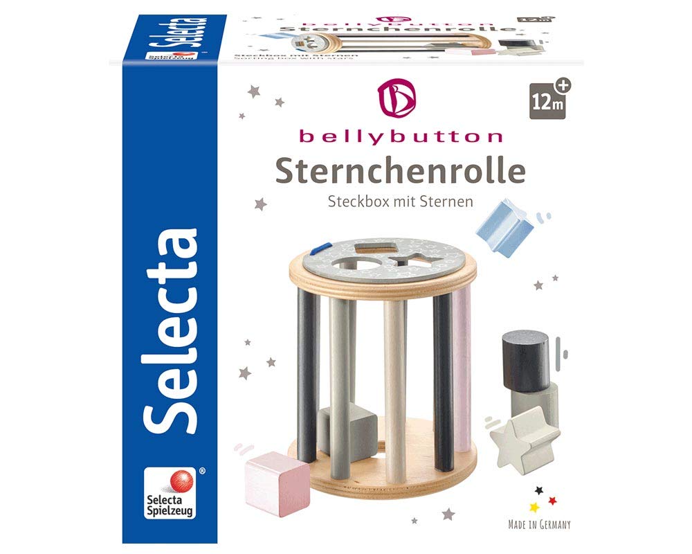 SelectaBellybutton 64017 Wooden Star Roll 13 cm Multi-Coloured