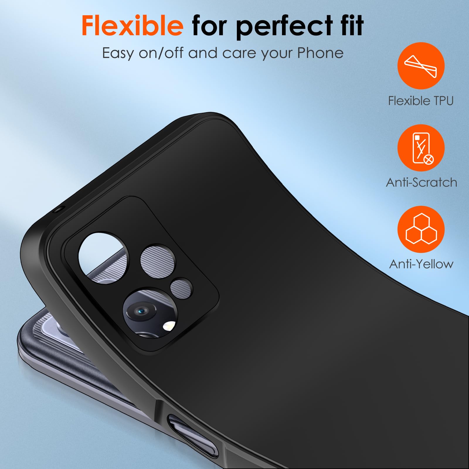 Ivoler Noir Mat Coque Pour OnePlus Nord CE 2 Lite 5G Avec