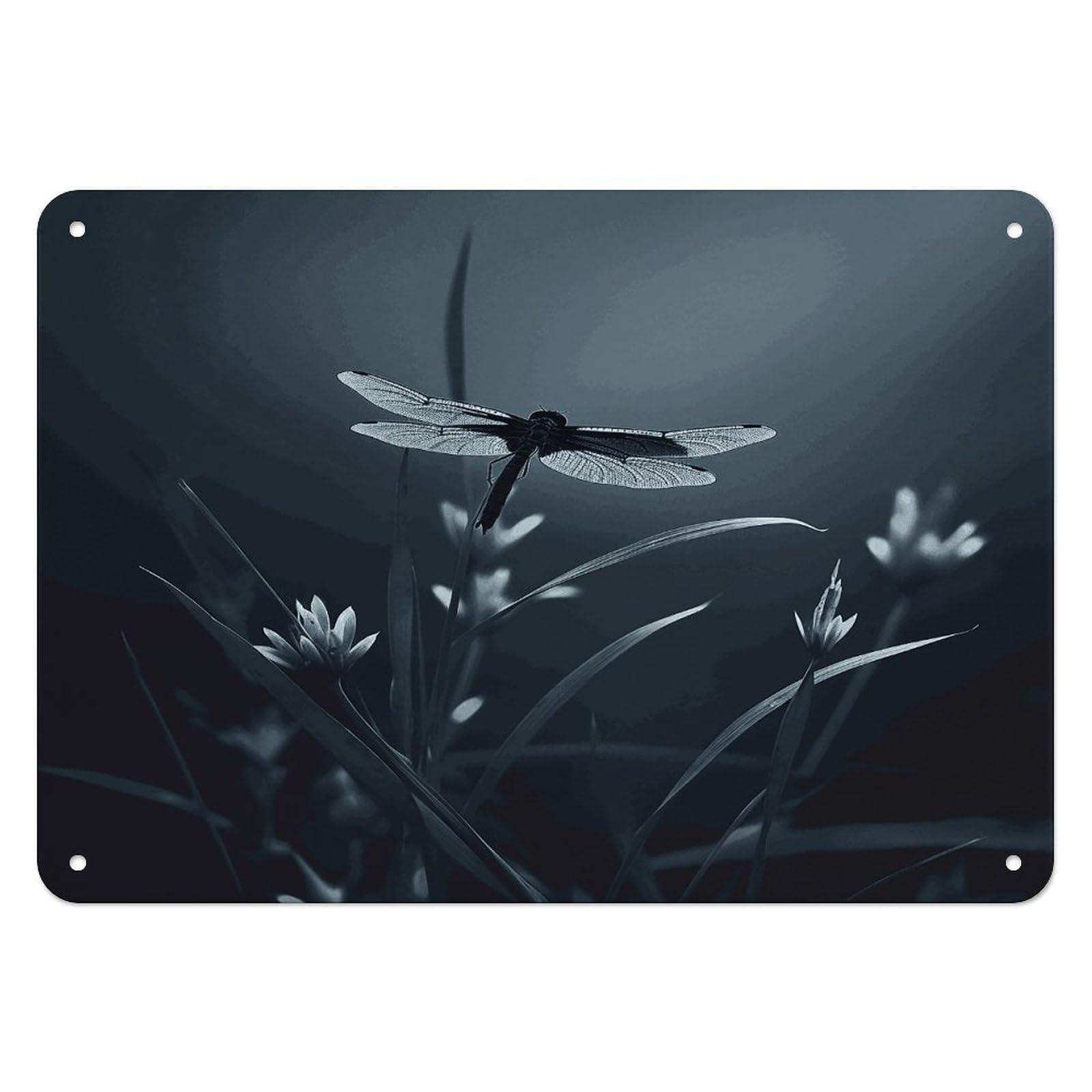 Fodpand Style Dragonfly Silhouette Retro Vintage Metal Tin Sign,Wall Art Decor Garden Plaque Poster For Bedrooms Yard Bars Pubs Patios Porches 7.9X5.5 Inch
