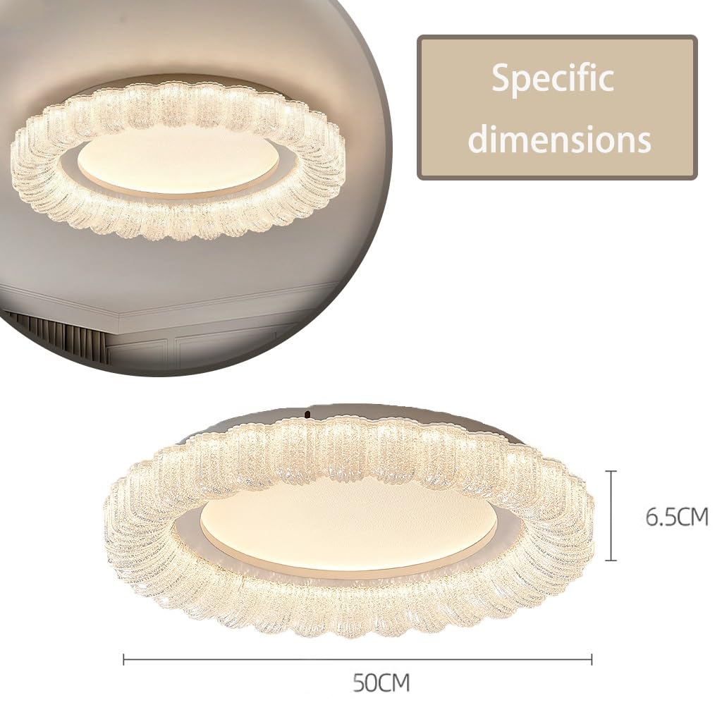 Okrągła lampa sufitowa LED z regulacją jasności biała z kloszem z przezroczystego akrylu do montażu wpuszczanego tuż przy suficie z regulacją jasności bez migotania do salonu kuchni
