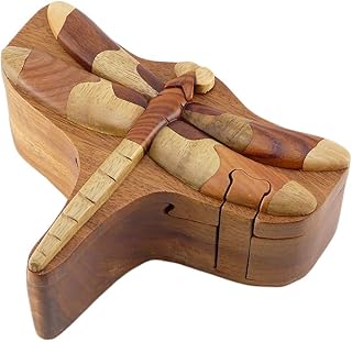 Dragonfly - Intarsia Wood Puzzle Box – Handcrafted Functional Art in Exotic Wood