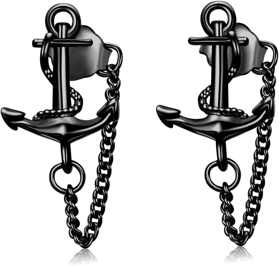 YFN Anchor Earrings for Women Sterling Silver Anchor Stud Earrings Nautical Jewelry Navy Graduation Gifts for Her