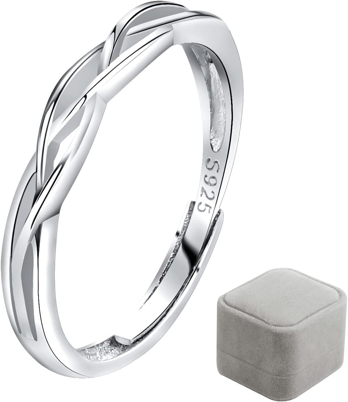 925 Sterling Silver Ring, Vintage Thumb Ring Adjustable Celtic Knot Ring Silver Fidget Ring with Gift Box for Women