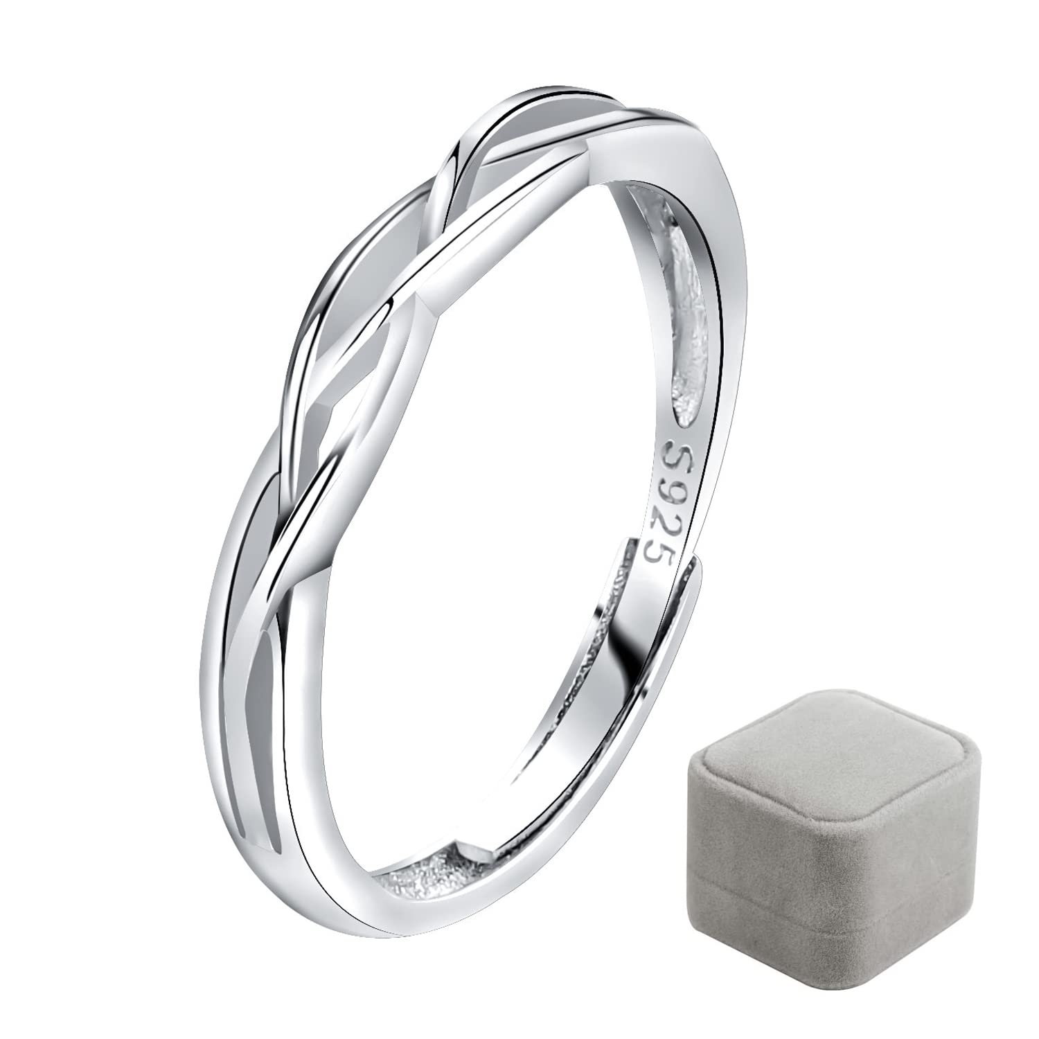 925 Sterling Silver Ring, Vintage Thumb Ring Adjustable Celtic Knot Ring Silver Fidget Ring with Gift Box for Women