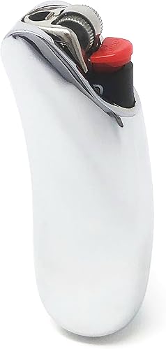 Funda de metal compatible con encendedor BIC Standard Cover Holder Bolsas para BIC Tamaño Estándar J6 de una pieza en plata brillante