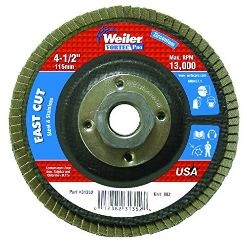 Weiler 804-31352 Vortec Pro Type 29 Flap Disc, Zirconia Alumina, 4-1/2