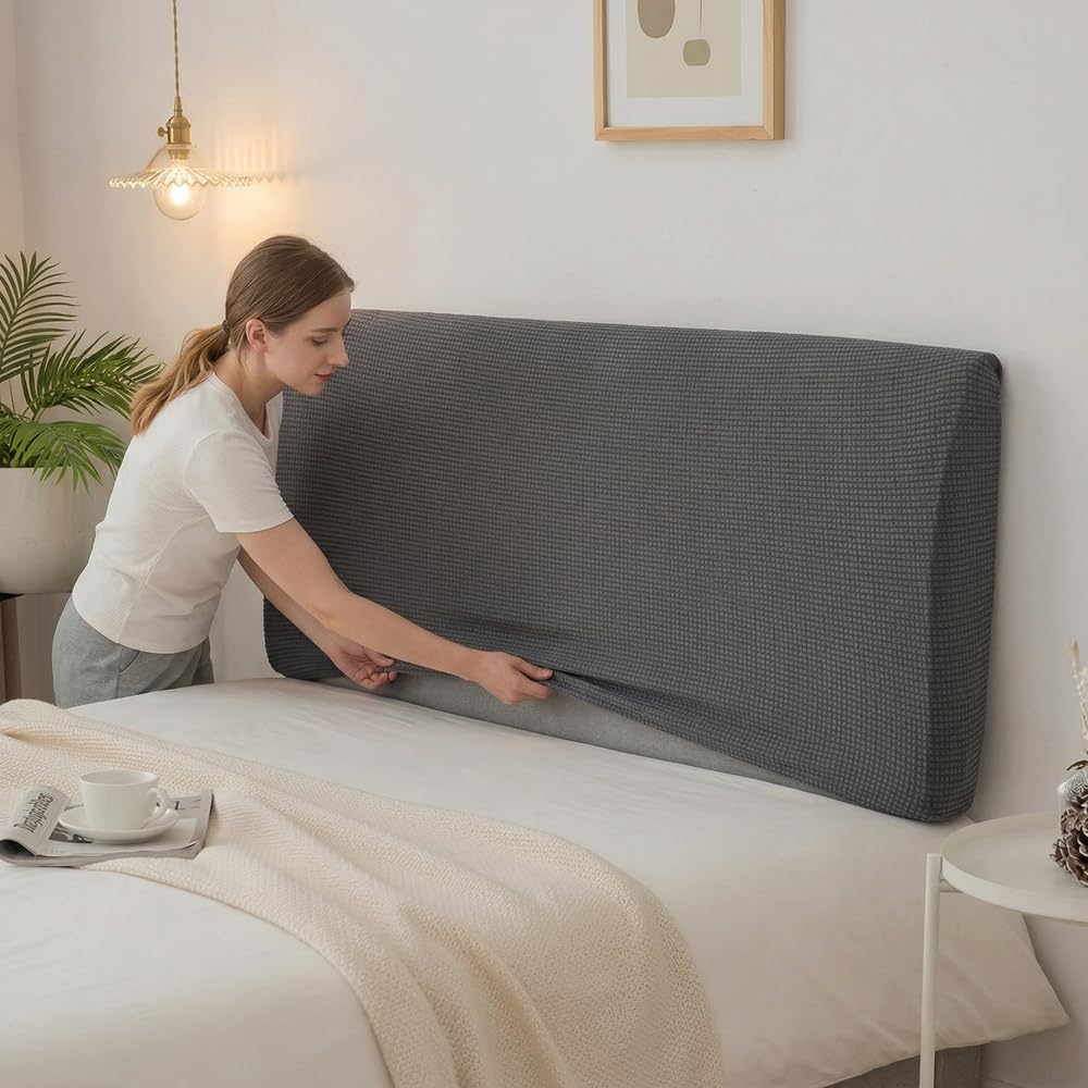 APTBJKUiU Bettkopfteil Hussen staubdichte Bett kopfteil bezug Waschbar Bezug Kopfteilbezug Geeignet für eine Vielzahl von Bettköpfen Grau 180cm,Geeignet für 170-190cm Kopfteil Küche, Haushalt & Wohnen
