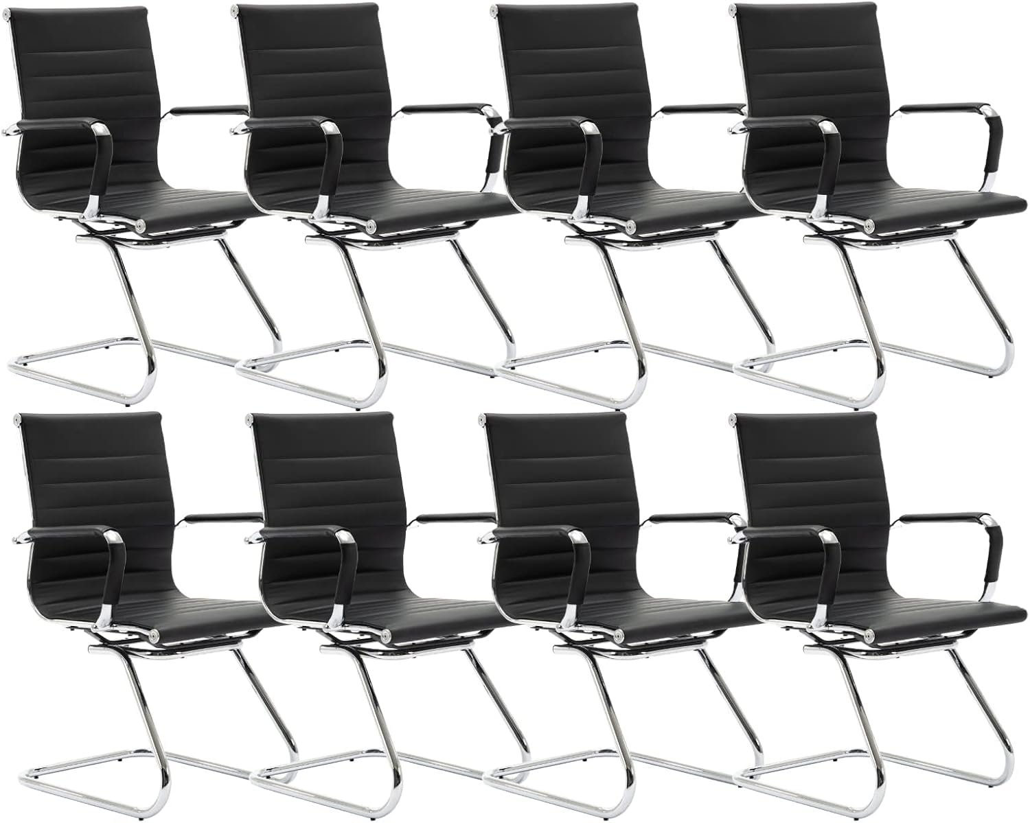 HNY 8-Pack PU Leather Office Guest Chairs