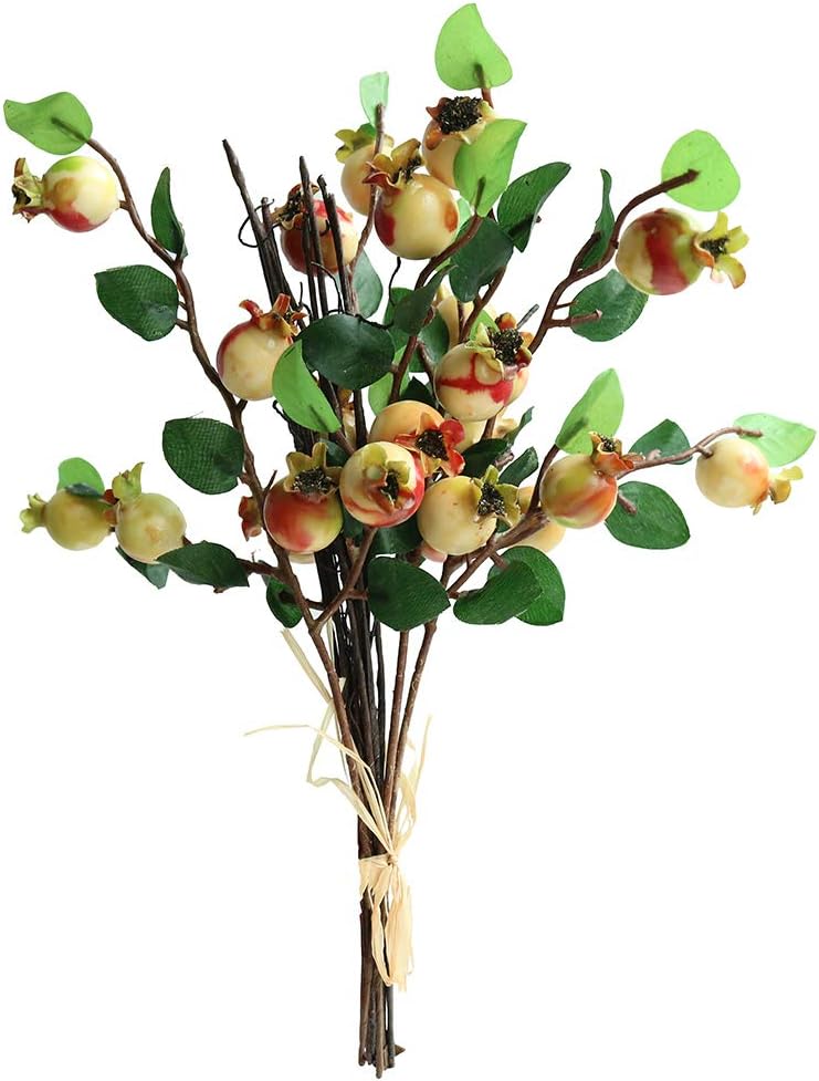 Htmeing Group of 4 Artificial Rosehip Berries Flower Stem Spray Christmas Picks 13" (Sunset)