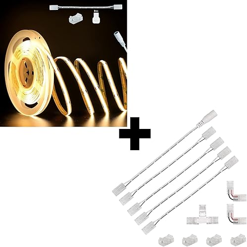 Miniatura 1 de PAUTIX COB - Tira de luces LED de 32.8 pies/32.8 ft, blanco cálido, 2700 K, 504 LEDs/m, 9600 lm, cinta LED CRI90+ flexible súper brillante, DC24V