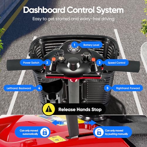 Image of 3 Wheel Mobility Scooters for Adults，Collapsible Electric Powered Wheelchair，Portable Compact Motorized Scooter for Travel，Long Range Power，Battery with Charger，Basket and Cup Holder