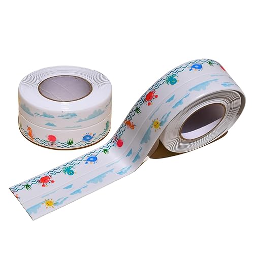 Cinta de calafateo, cinta de sellado para baño y cocina, 2 rollos de PVC autoadhesiva impermeable que cubre las tiras de calafateo sellan los bordes