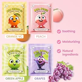 Kaely 40 Pack Bulk Face Masks for Kids, Kids Face Mask Spa Day Kit Supplies, Spa Party Favors for Teens Girls Women, Sheet Facial Mask Skincare Gifts Set, Moisturize Soothe for All Skin Types, 01