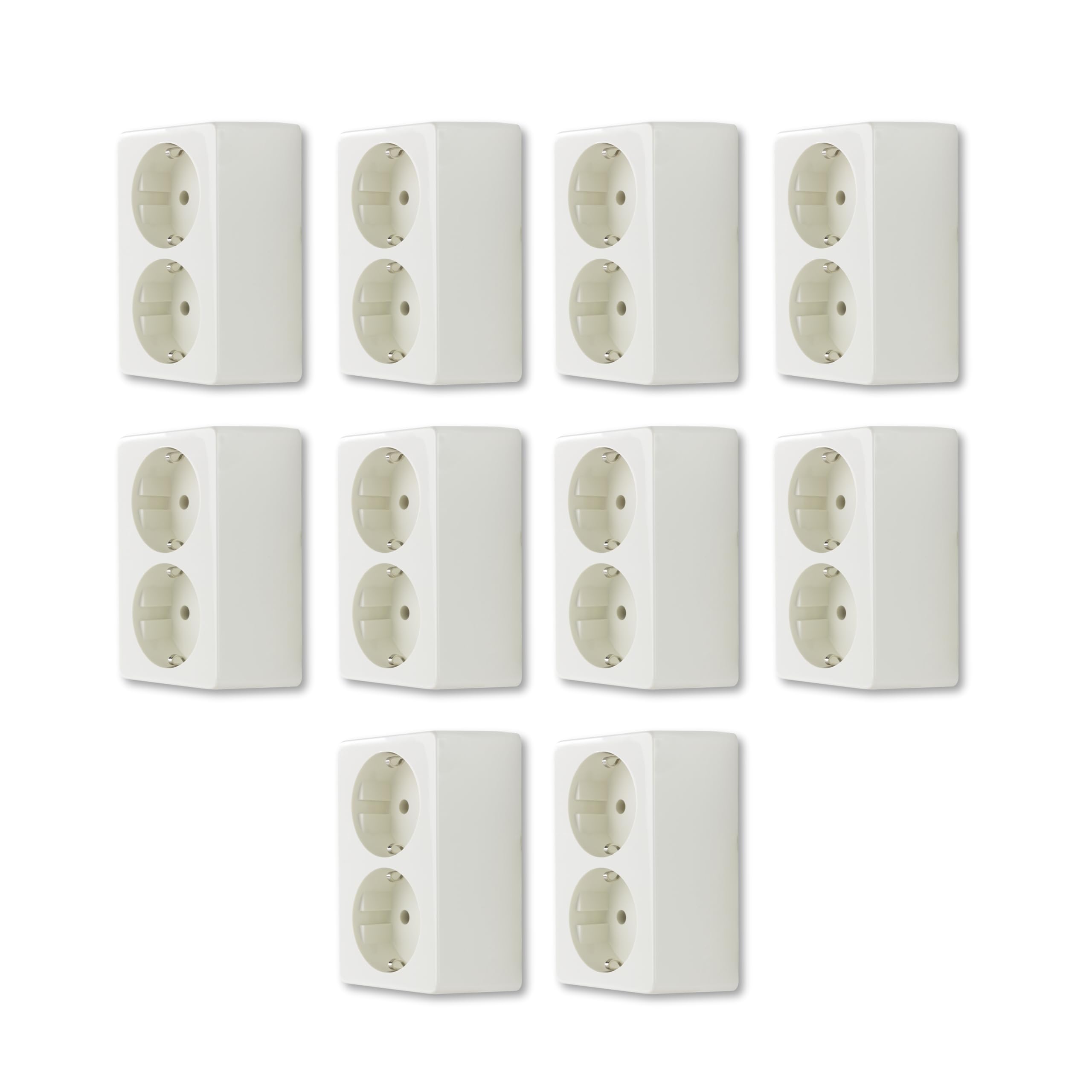 Prises doubles en saillie REV SAPRSET lot de 10 blocs muraux robustes blanc crème