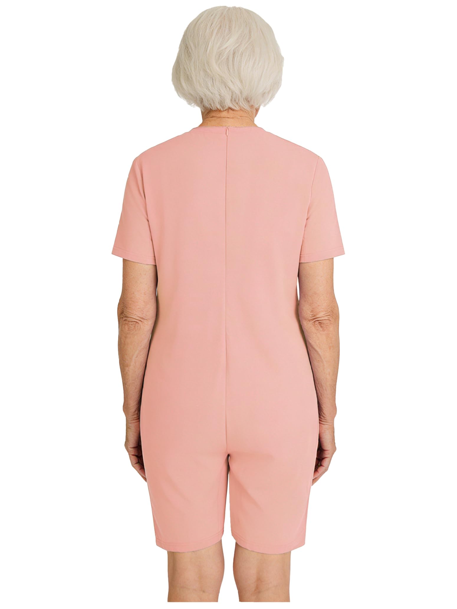 Unisexe Combinaison Short Pyjama de Soin Grenouillère Manches Courtes Combishort Femme Homme Personnes Âgées Alzheimer