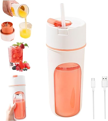 Licuadora portátil USB de 16.2 fl oz con cabezal de 6 cuchillas, mini vaso recargable para batidos, bebidas proteicas, ideal para oficina, gimnasio,