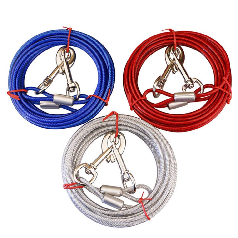 Cavo di collegamento per cani con ganci in metallo resistente, in acciaio inossidabile, copertura in PVC, per esterni, cortile, campeggio