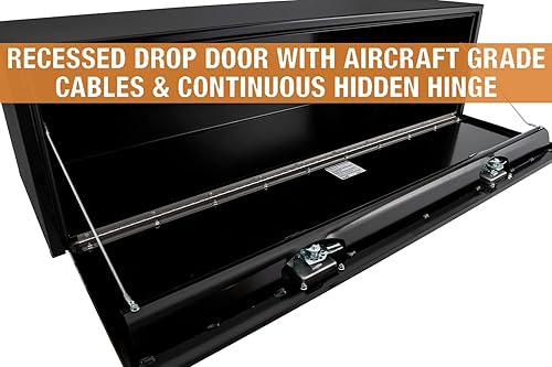 Vista 46 de Buyers Products 1704305 - Caja de acero negro para debajo de la carrocería con cierre de asa en T bloqueable, 24 x 24 x 36 pulgadas, fabricada