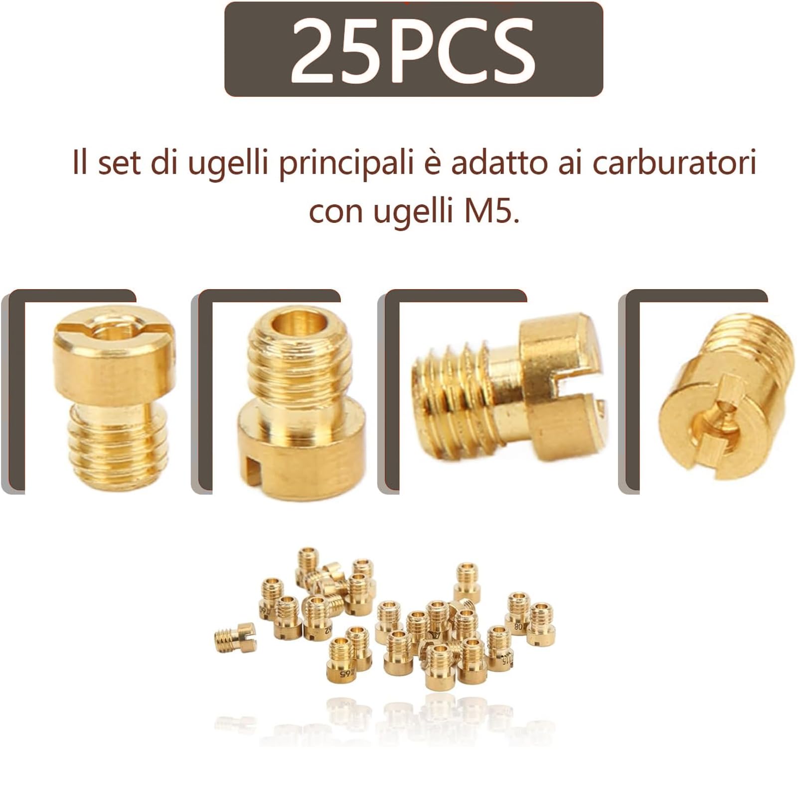 25 getti carburatore, getti per carburatore, kit di ricambio per carburatore Dellorto carburatore PHBG 55‑115 M5