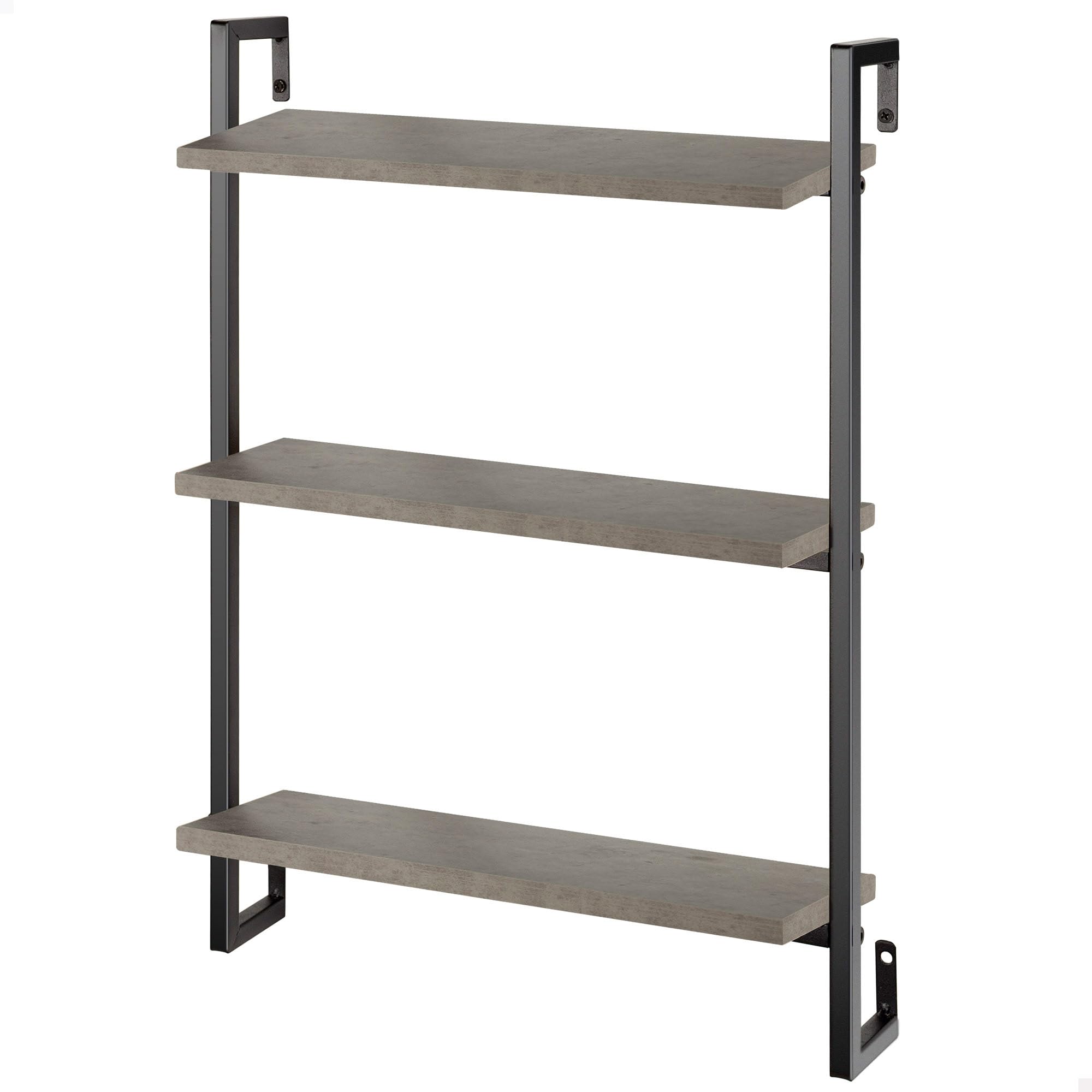 AKTIVE MAX Home Wall Shelf, 40 x 12 x 55 cm, Holds up to 6 kg, 3 Shelves, Cement Effect, Black Metal Frame, Decorative Shelving for Kitchen, Living Room, Office, Bedroom (18477)
