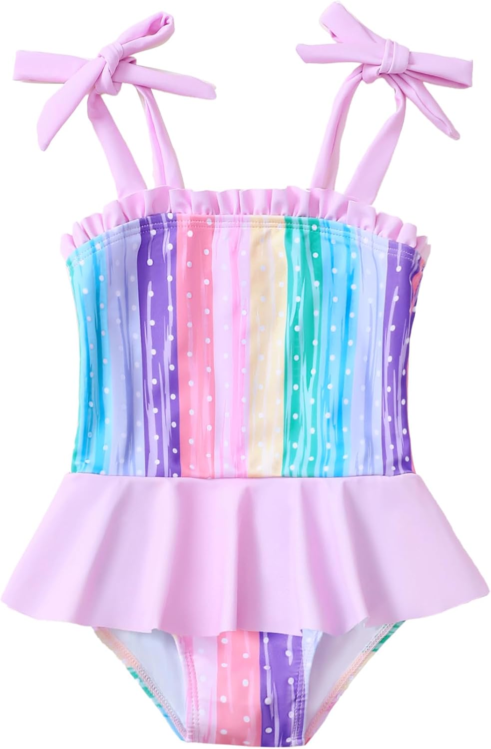 Saeaby Toddler Baby Girl Swimsuit One Piece Swimsuit Ruffle Adjustable Straps Girls’ Swimwear Bathing Suits for Girls