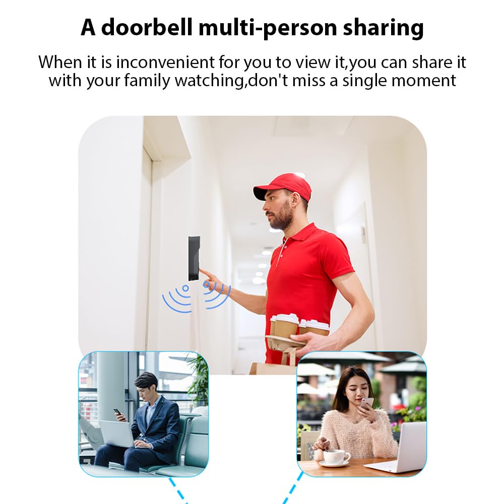 Splenssy Smart Doorbell Ring Door Camera Wireless Intelligent Video Bell Camera Wide-angle Lens Bidirectional Visual Intercom Doorbell Night Vision One-button Wake-up for Villa Home Office Apartment - Image 4