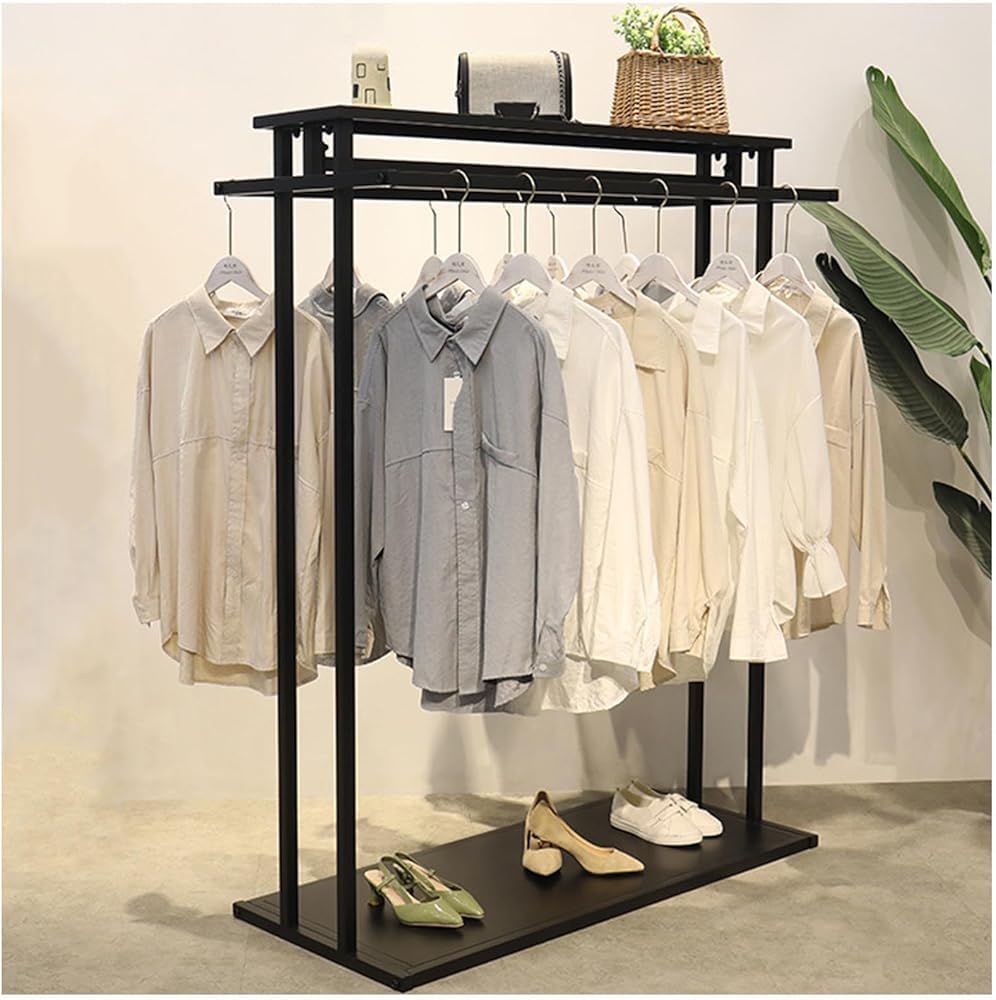 JYBNBBE Heavy Duty Clothes Garment Rack, Freestanding Double Hanging Rods, Closet Organizer for Bedroom, Laundry Room, Retail Store,120×50×150CM