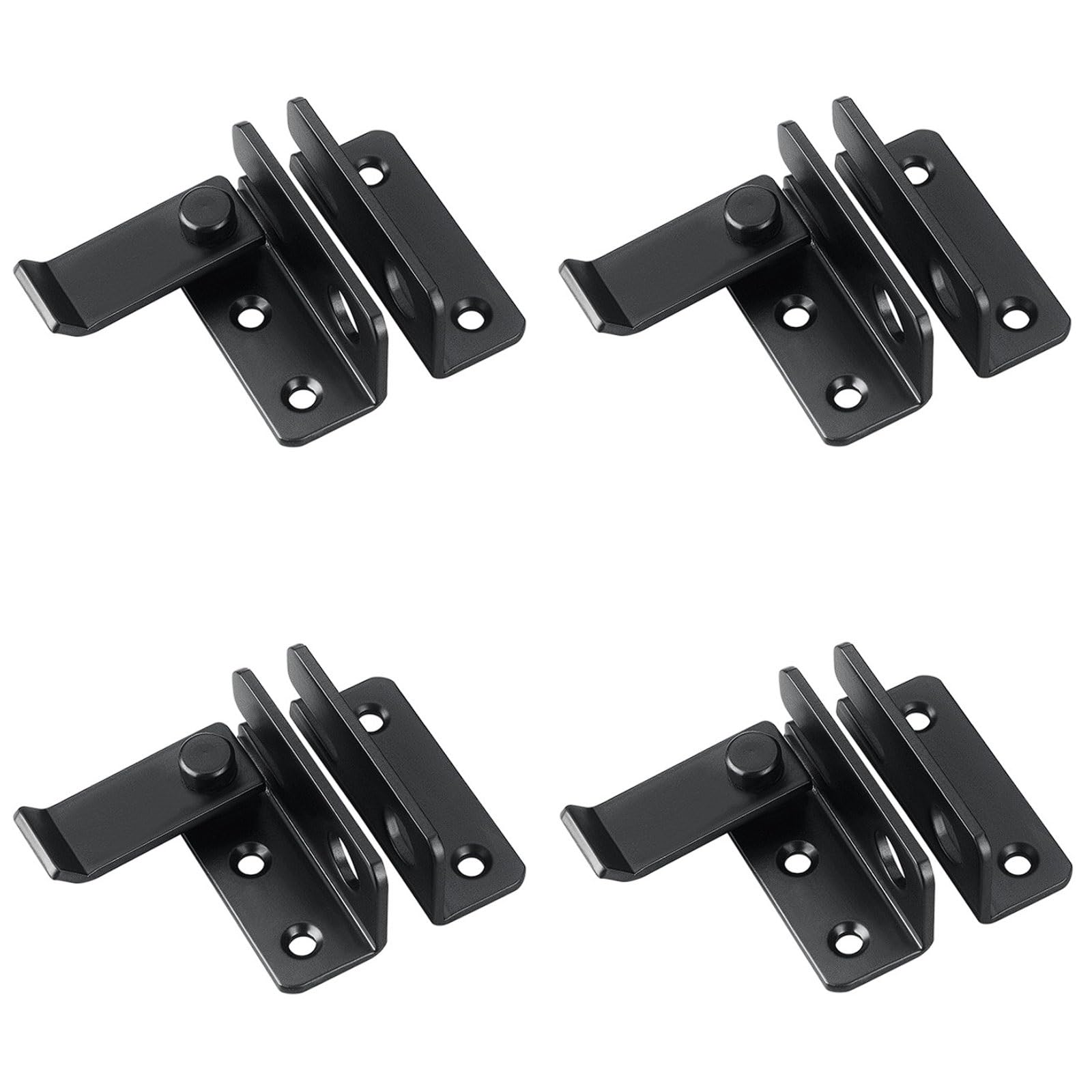 Oufeijia Eur Nero 4-Pack Stainless Steel Anti-Theft Door Bolt Lock, Double Opening Surface Mount Latch For Wooden, Thickened Hook(,Large - Right)