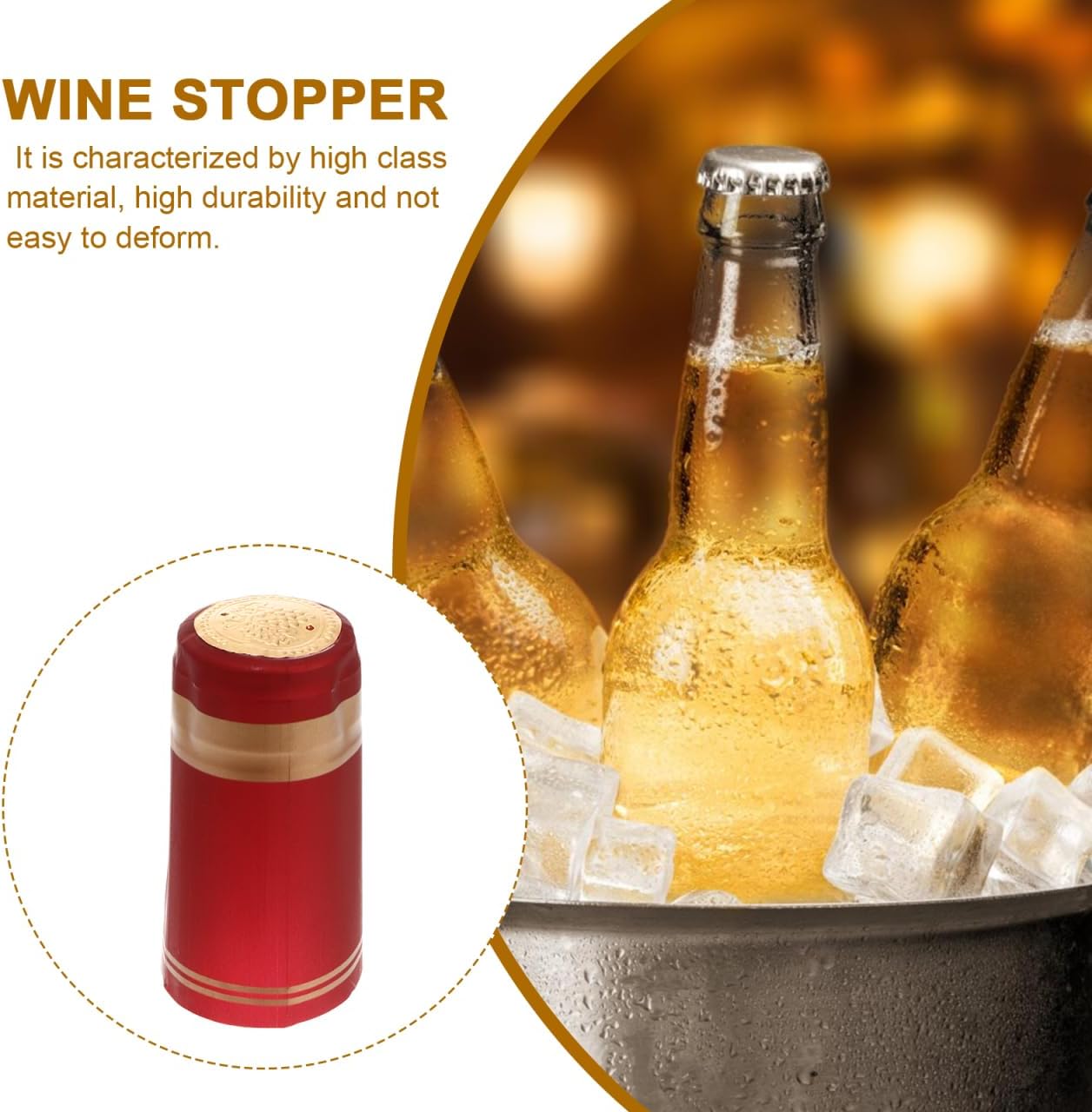 Angoily 100pcs PVC Heat Shrink Capsules Wine Bottles Caps Sleeves Heat Shrinkable Film Wrap For Straight Mouth Wine Bottles Christmas Festival Decoration (Red, Golden Edg)