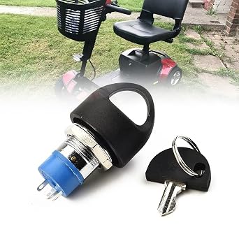 Ignition Switch with Key, Replacement Mobility Scooter Spare Start On/Off Ignition Switch with 2 Keys for Pride