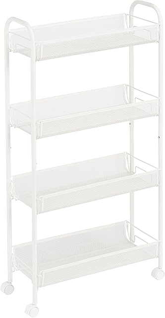 Amazon Basics 4-Tier Metal Storage Trolley - White